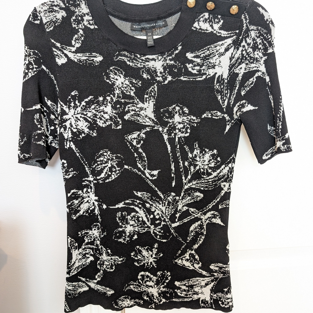 Black and White Floral Women's Top